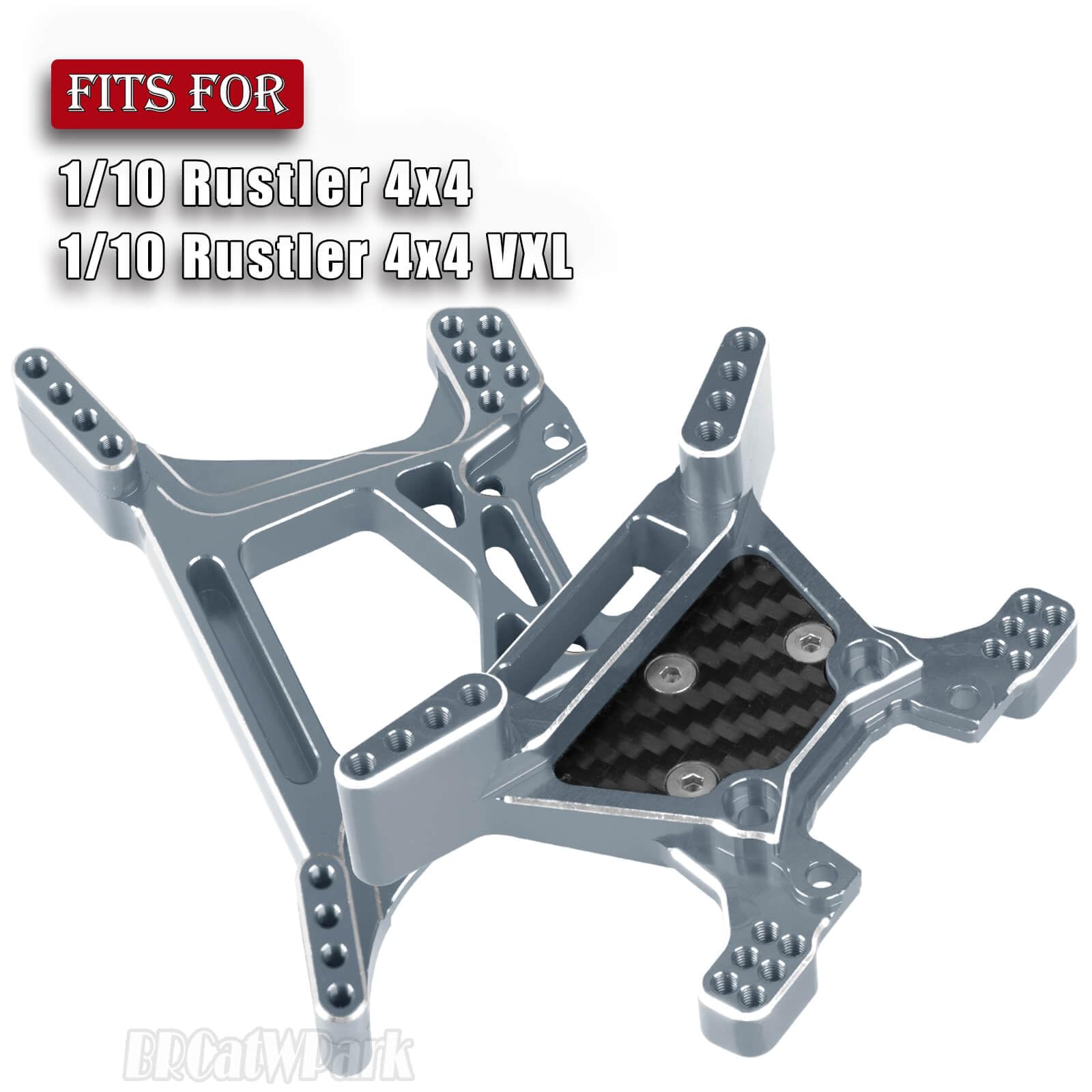 BRCatWPark RC Front Rear Shock Tower Shock Mounts Upgrades Part for 1/10 Rustler 4X4 (VXL),2PCS Aluminum Shock Tower Shock for 1/10 Rustler 4WD (VXL),Titanium