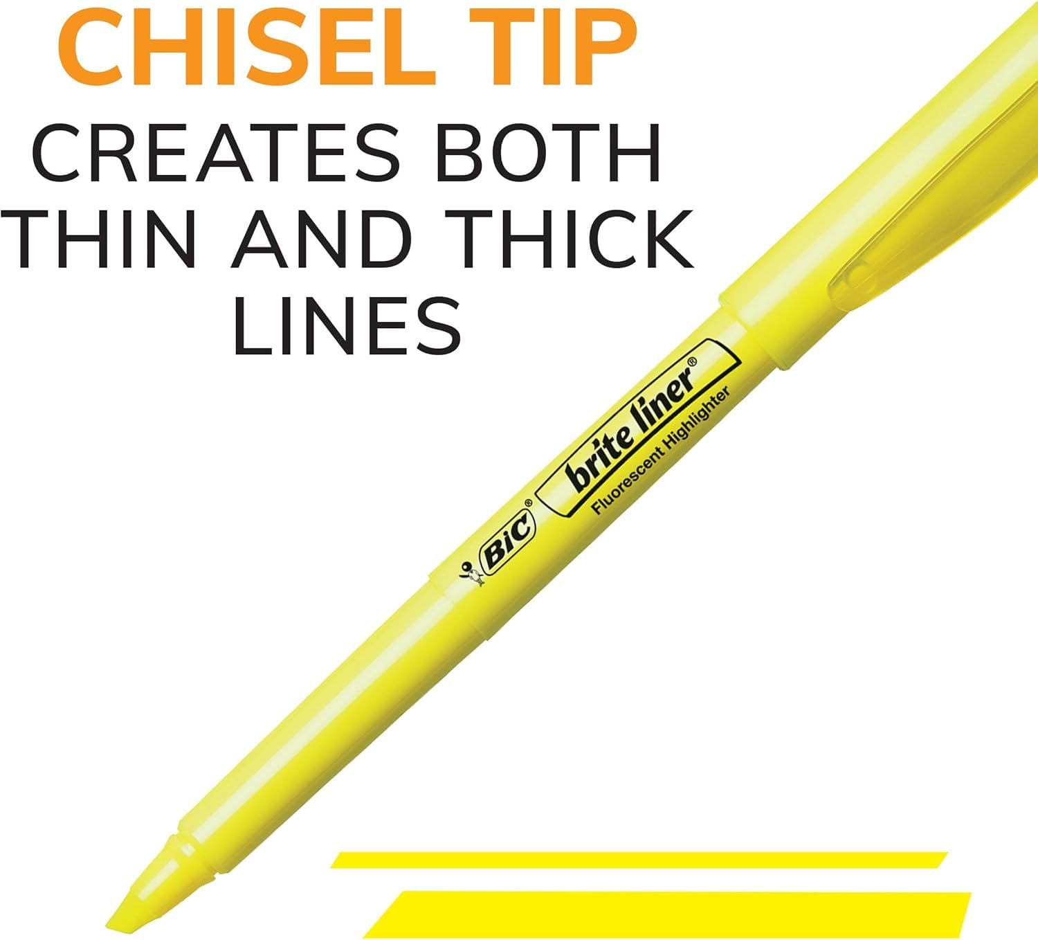 BIC Brite Liner - Evidenziatori blu, punta a scalpello per linee larghe e sottili, 50 pezzi, set ideale per organizzare e colorare