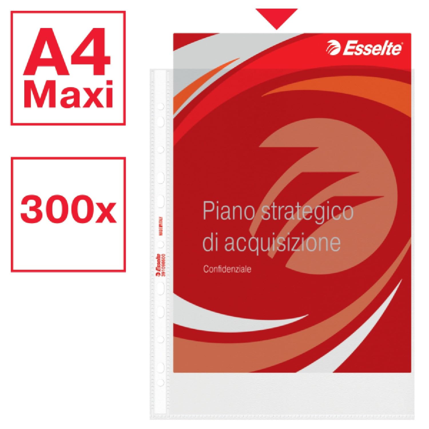 Esselte OXFORD SMART, 6 Confezioni da 50 Buste a perforazione universale DE LUXE, Formato 22x30 cm, PP Antiriflesso, con Scatola Multiuso, Adatta a Casa e Ufficio, 391098600