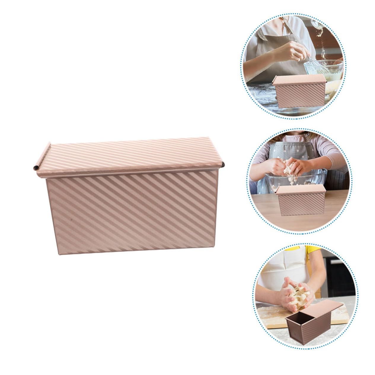 Brotbackform 25cm mit Deckel aus Kohlenstoffstahl 2 Stück-pack Rechteckig Sicher in Anwendung Leicht zu Reinigen für Brotliebhaber