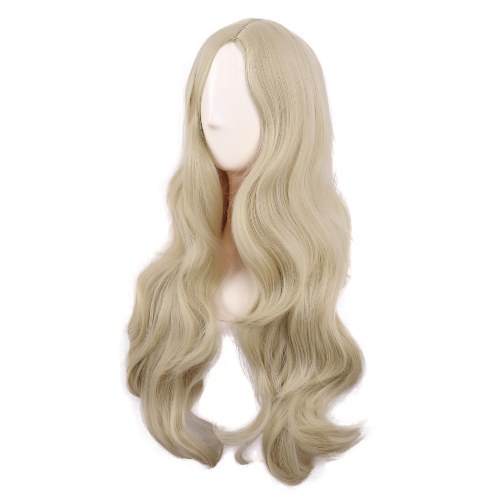 MapofBeauty 28 Inch/70 cm Cosplay Long Wavy Curly Synthetic fiber Side Bangs Anime Fashion Party Hair Wig (Blonde) - Image 3