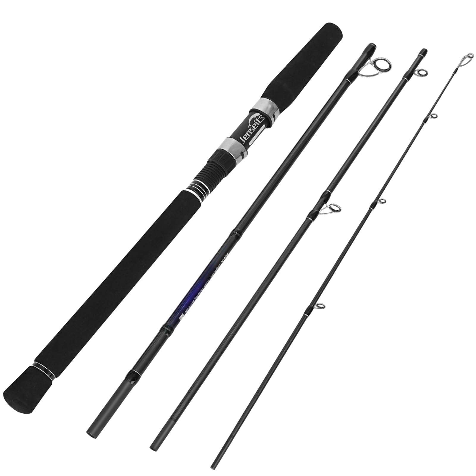 Jenseits Fishing Rods, Carbon Fiber Spinning & Casting Poles, Saltwater Resistant Guides, 6'/7'/8'/9'/10'/12'-Portable 2/3/4/-Piece & Telescopic Designs, Cork/EVA Grip for Bass Trout Inshore & Surf