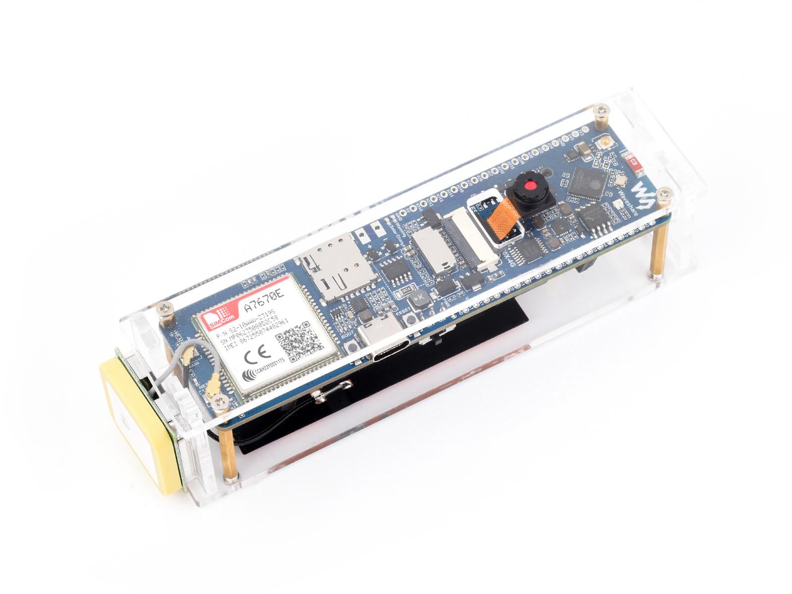 Waveshare ESP32-S3 A7670E 4G Development Board, with Camera/Speaker/Antenna | LTE Cat-1/2G/WiFi/BT/Telephone Call/SMS/GNSS Positioning Support, For 4G Portable WiFi