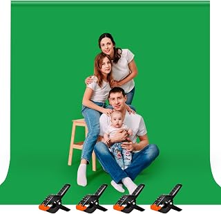 Heysily Greenscreen Fotohintergrund, 3 x 3 m Chromakey Green Screen Hintergrund Fotografie für Produktfotografie, Streaming, YouTube, Gaming & Videoproduktion, Faltbares Foto-Backdrop mit 4 Klemmen
