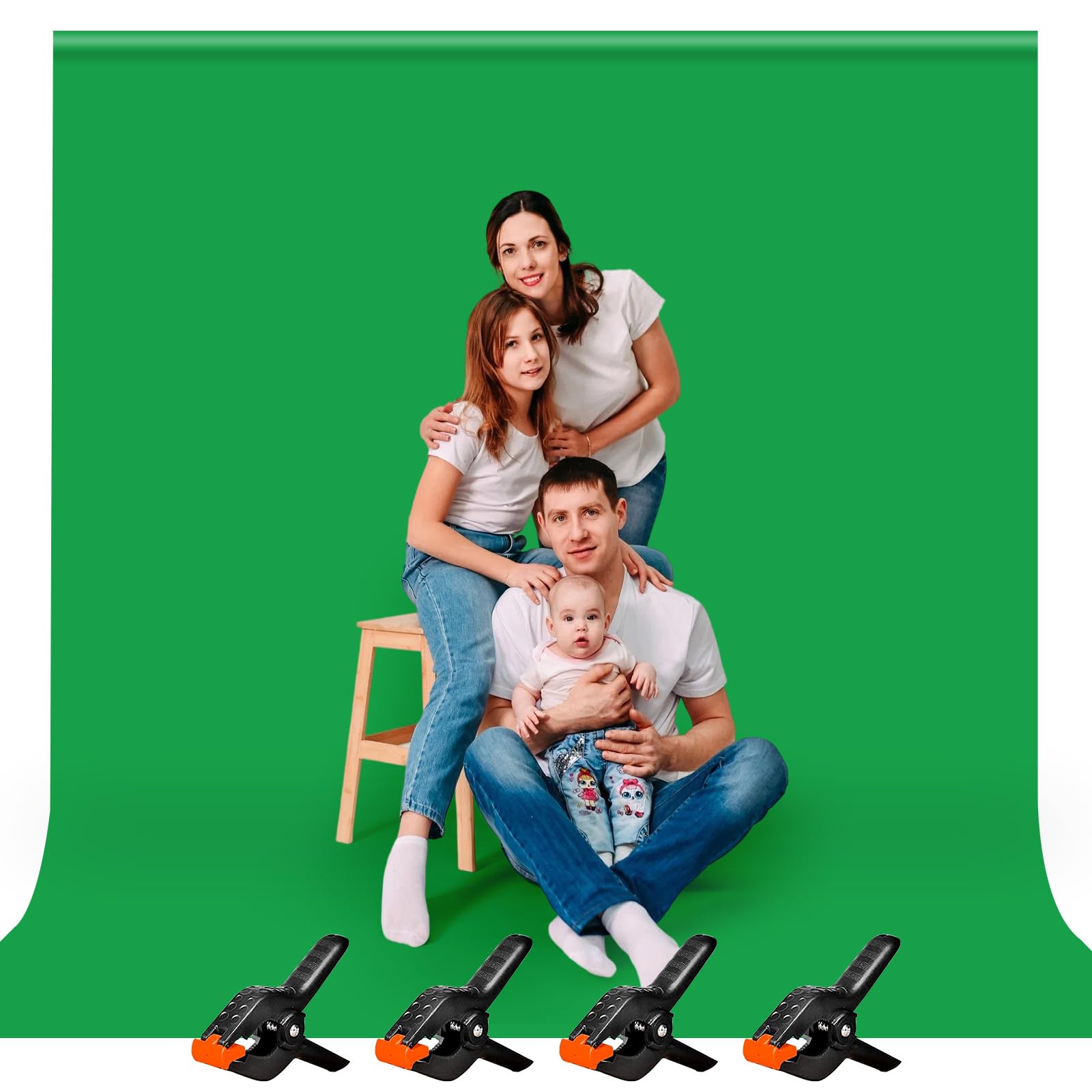 Heysliy Green Screen Backdrop, 3x3M/9.8 x 9.8ft Chromakey Greenscreen Background Photography, Portable Collapsible Photo Backdrop for Photo Studio,Streaming, Gaming, YouTube Videos