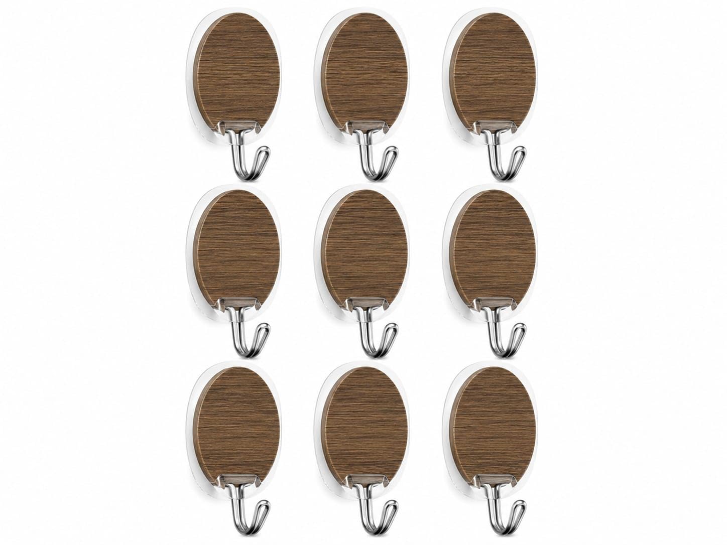 Self Adhesive Wall Hook, Wooden Finish, Stainless Steel, Pack of 9 | Strong Self Adhesive No Drilling Required Heavy Duty Wall Hook Wood Grain Design Suitable for Kitchen Bathroom Bedroom-image-32