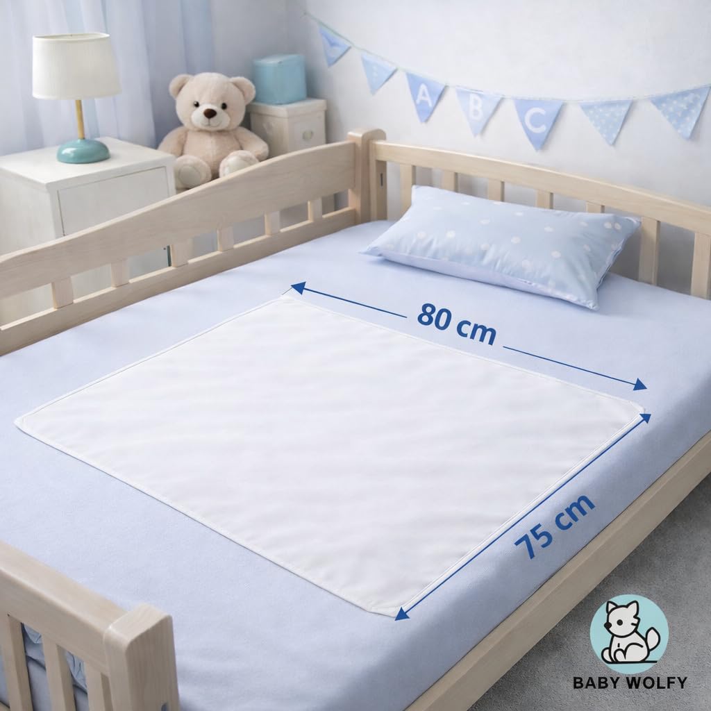 BABY WOLFY 2 Traverse Impermeabili 75x80 cm – Traversine Neonato Fasciatoio, Protezione Letto Neonato, Bambini e Anziani, Assorbenti Lavabili in Cotone OEKO-TEX®, Made in Italy - 3