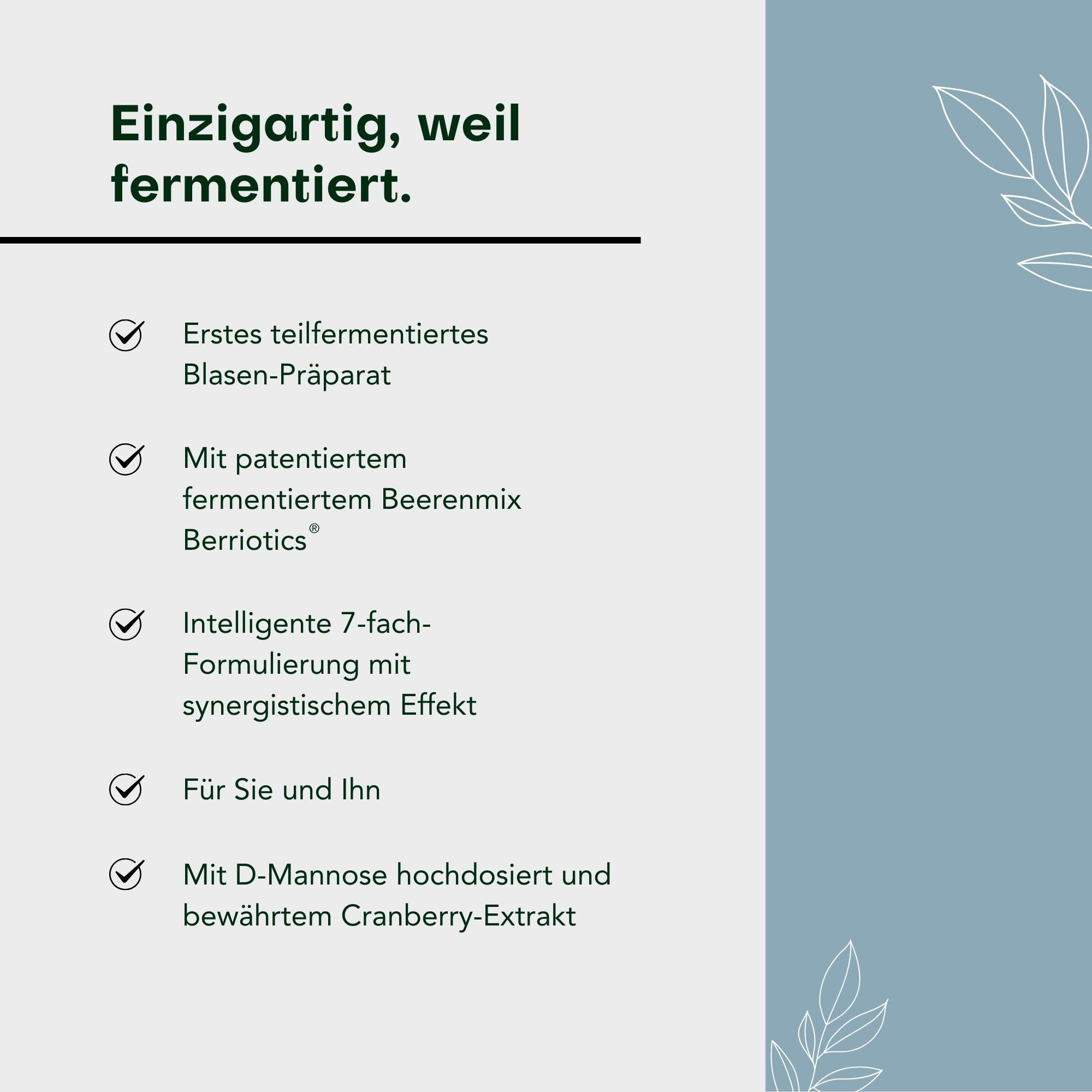 Fermentura BlasenVital, D-Mannose Cranberry-Extrakt für Blasenentzündungen | Natürliche Unterstützung bei Blasen- & Harnwegsproblemen | 60 Kapseln, 1er-Pack | Vegan