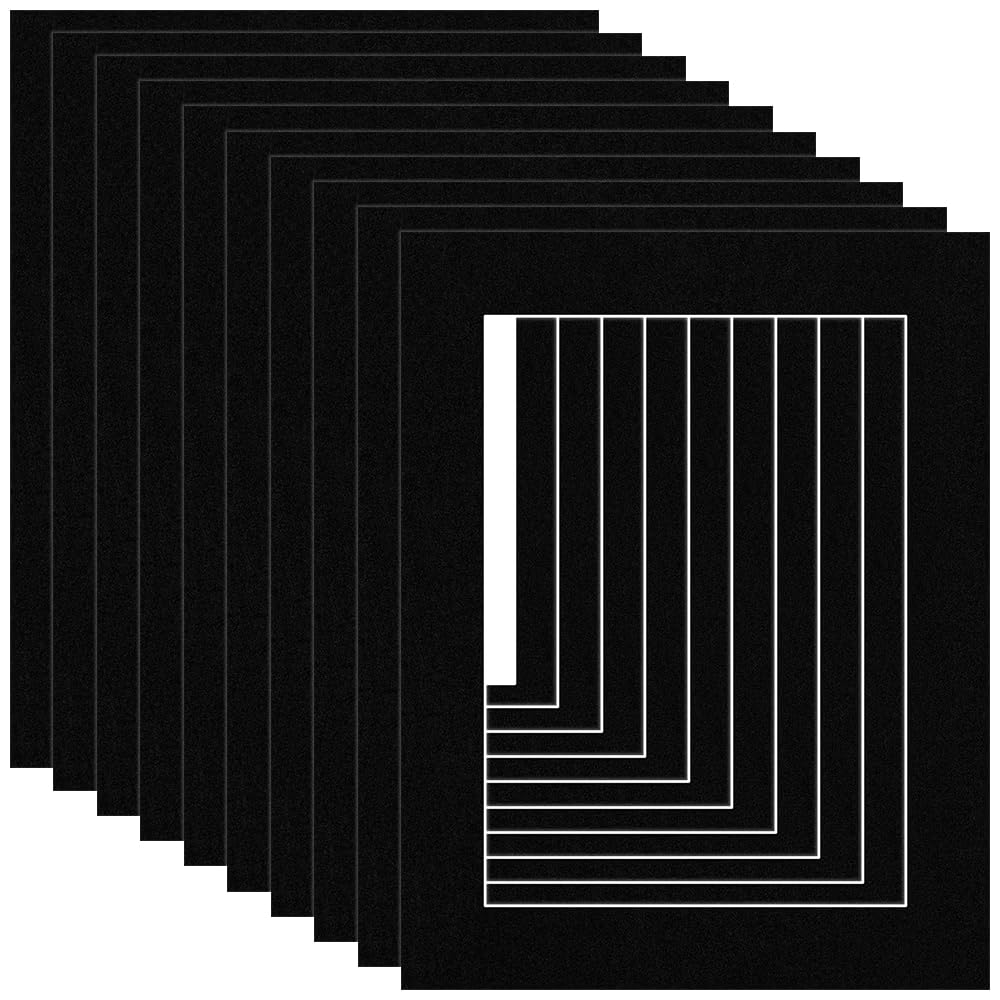 Procut Global 9x7" Black Picture Mounts Board to Fit 5x7" Aperture Size - Photo Mount Card Ideal for Prints, Artwork, Crafts & Certificates - Sizes & Colors Available - Pack of 10