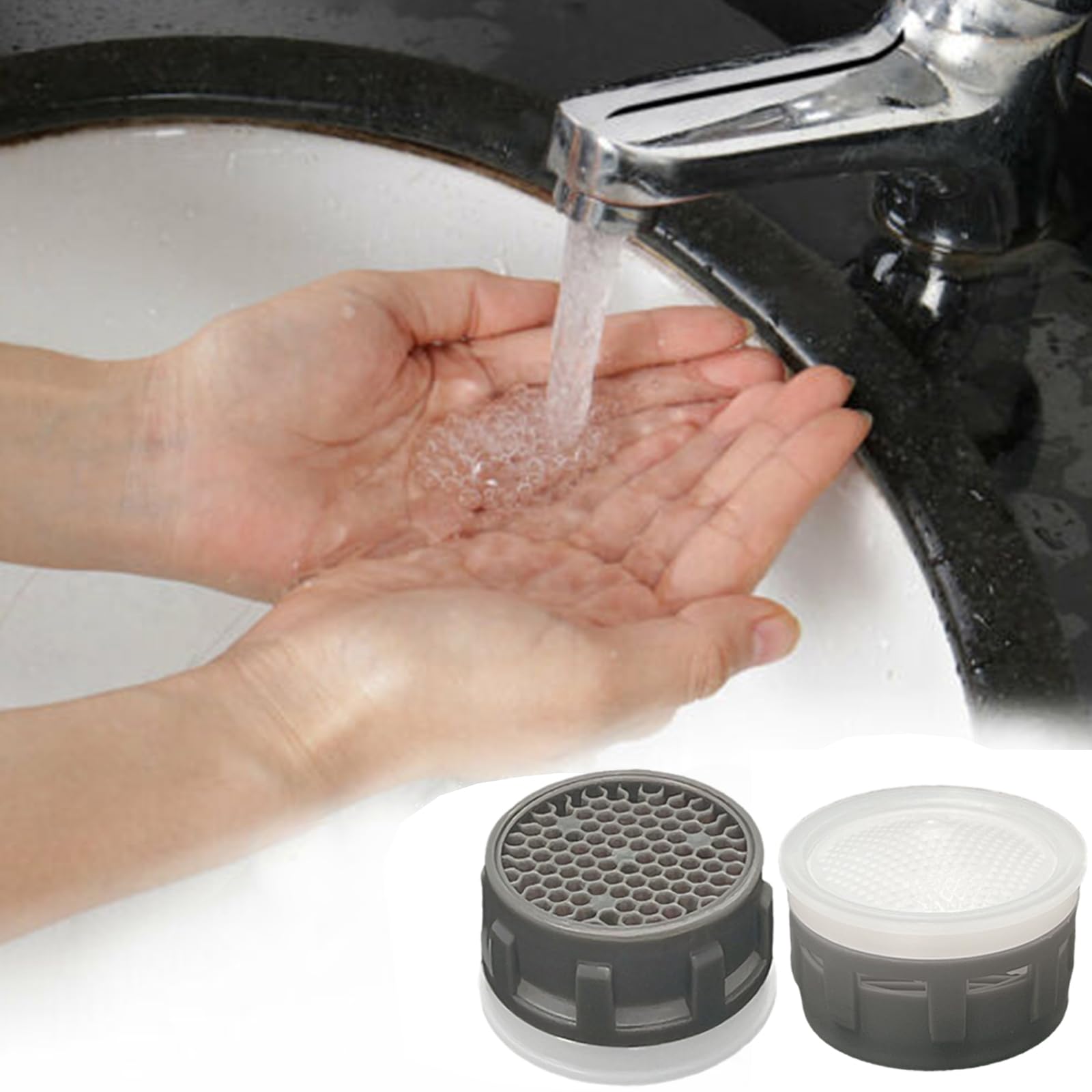 Aireador de grifo, restrictor de 1.5 GPM, aireador de grifo enchufable, repuesto para baño o cocina (20 piezas en blanco)