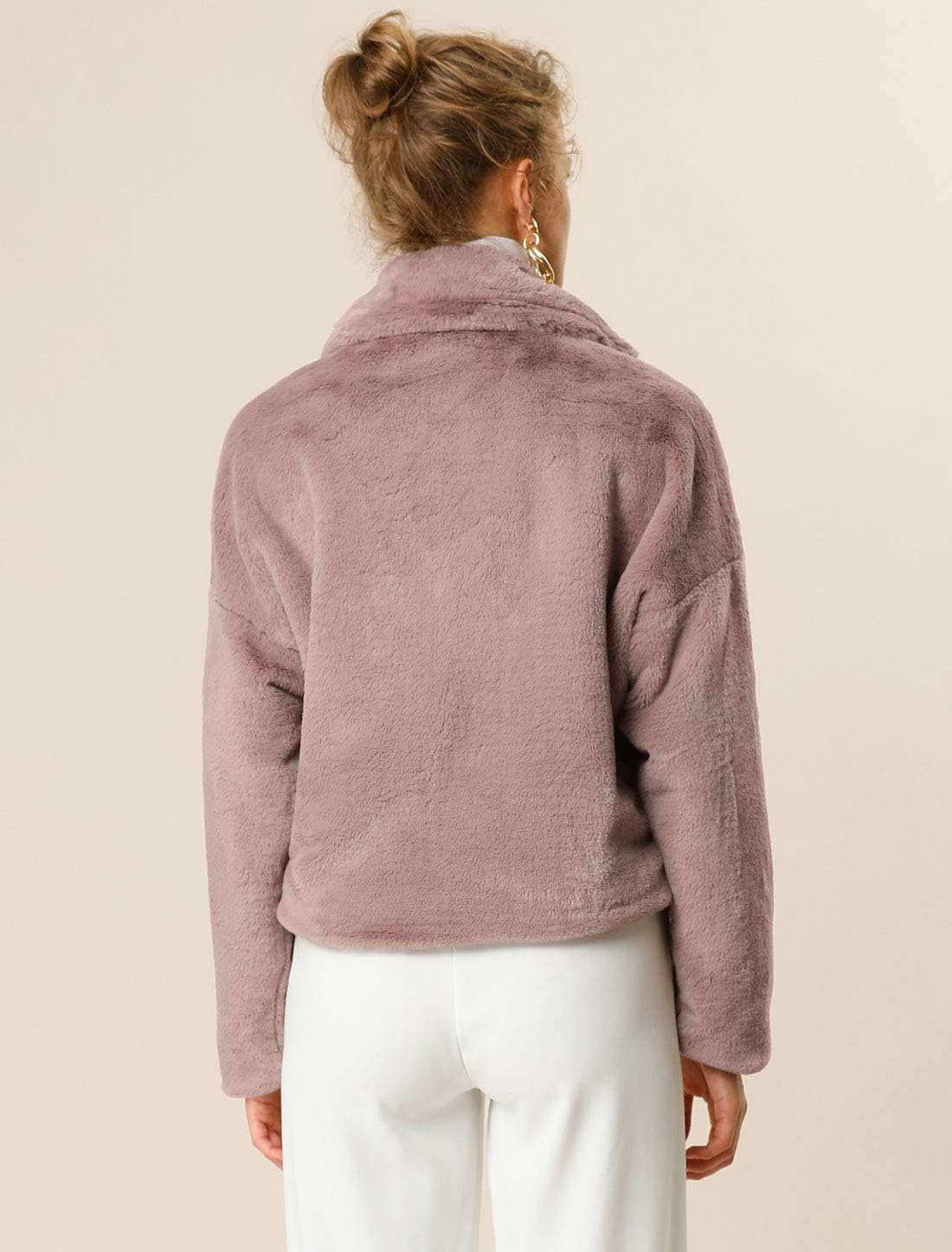 Allegra K Women's Winter Wedding Faux Fur Bolero Jacket Loose Formal Faux Fur Coat - Image 5