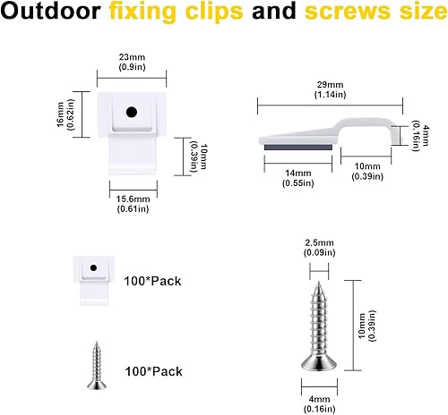 Miniatura 8 de TENDIST 50 clips de montaje de tira LED para exteriores, autoadhesivos, con soporte de montaje de tornillos, clips organizadores de cables para