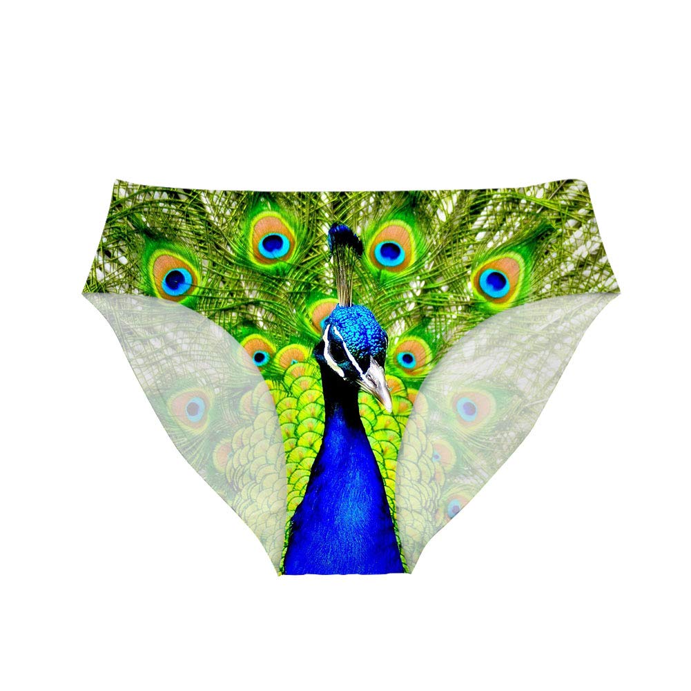 Xinind Funny Underwear for Women 3D Cute Alpaca Panties Hipster-Panties Low Waist Sexy Ladies Panties, Peacock, Large