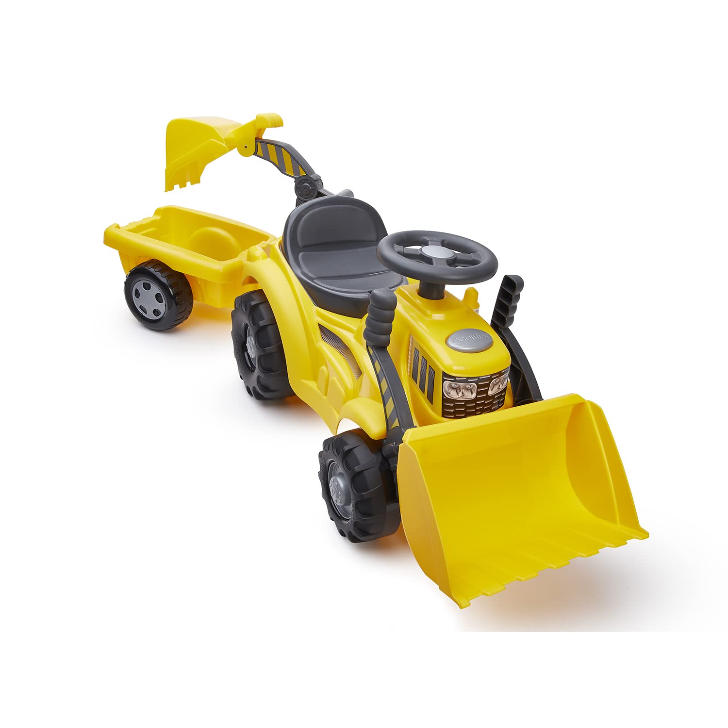 Jouets Ecoiffier - 498 - Porteur Tracto Pelle avec remorque -Jeu de Plein air pour Enfants - 12-36 Mois - Origine France Garantie