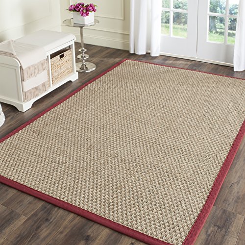 Safavieh Tapis en Fibres Naturelles Salon, Salle à Manger, Chambre à Coucher - Natural Fiber Collection, Tapis à Poil Court, Rouge Bourgogne, 183 x 274 cm