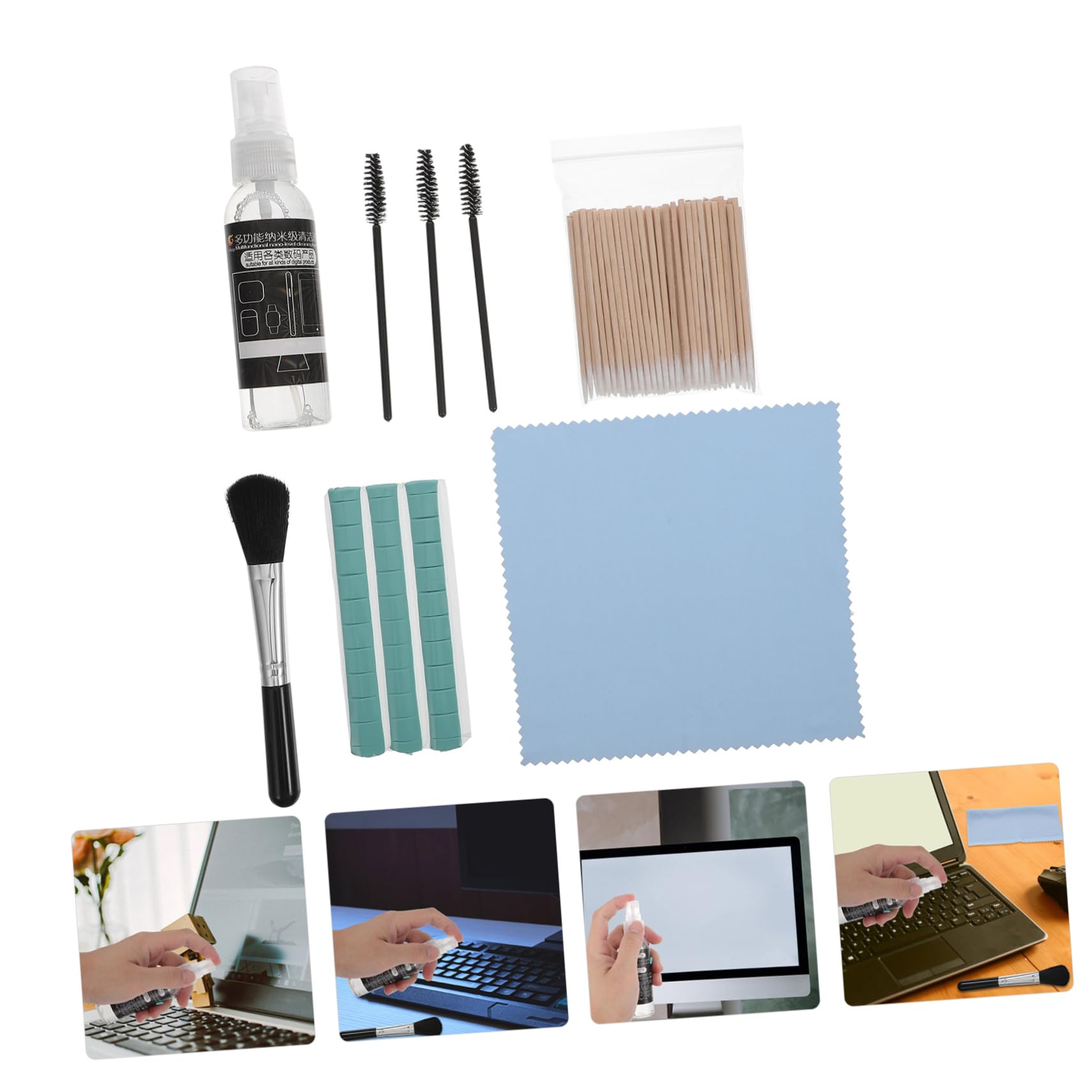 DOITOOL 1Set Headphone Cleaning Kit Earbud Cleaner Tools with Furry Brush Swabs for Efficient Keyboard Phone Laptop Maintenance Portable Easy to Carry