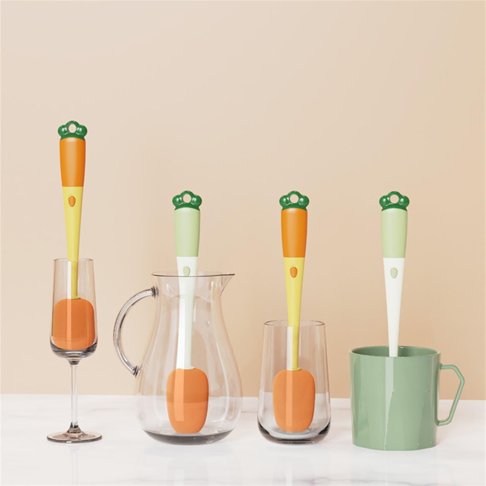 Esponjas Cepillo de Esponja Cocina Mango Largo Esponja Taza de Vidrio Cepillo de Limpieza Herramienta de Limpieza Esponja (Color : Green)