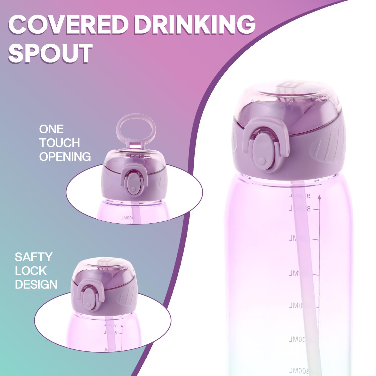 CELLO Inspire Water Bottle - 900ml Purple Leakproof -4