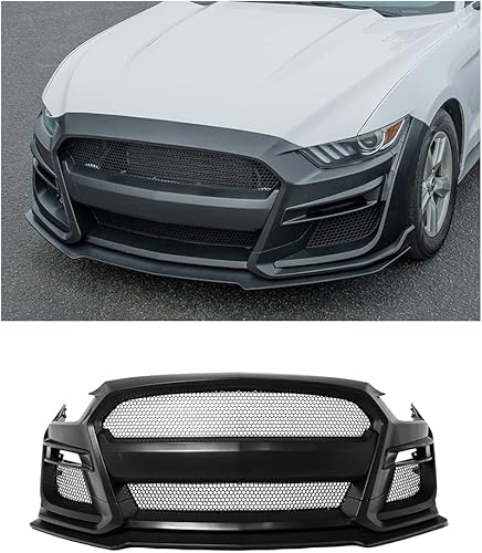 Repuesto para Ford Mustang 2015-2017 | Poliuretano estilo GT500 - Kit completo de repuesto negro imprimado de conversión completa parachoques