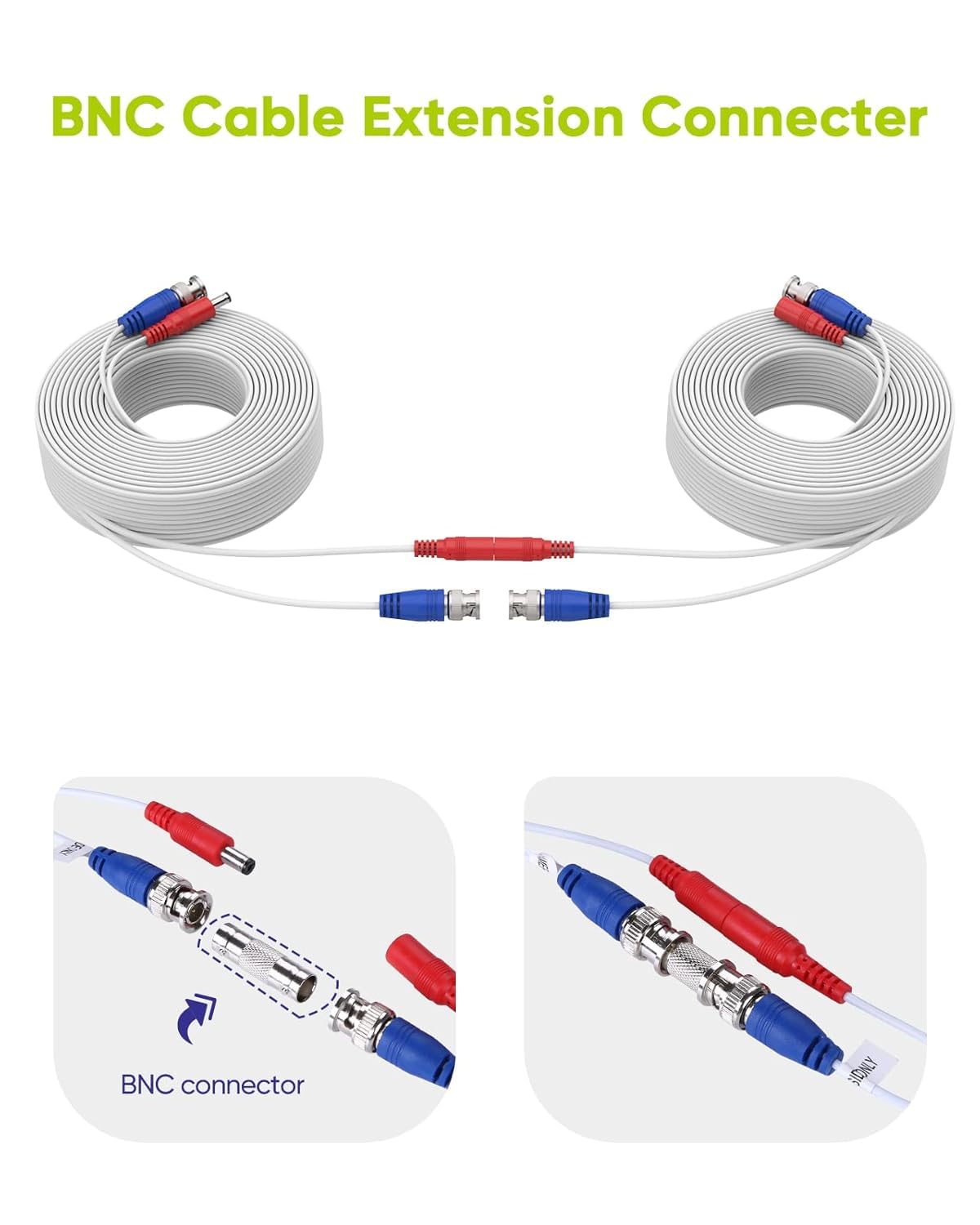 BNC RCA Alimentazione Kit Cavo Video Sorveglianza 4x20m - Cavo BNC RCA Per Telecamere CCTV DVR Sistema Di Videosorveglianza - Foto 8