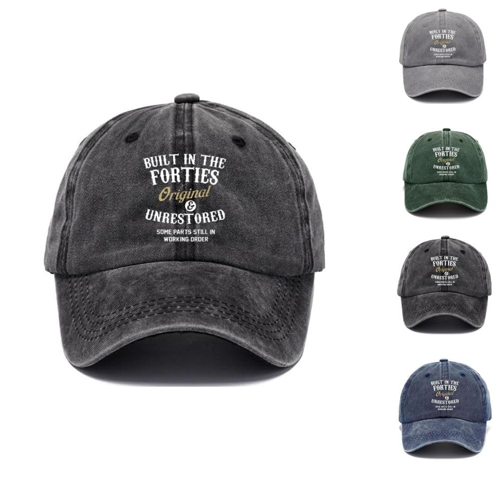 VhoMes Built in The Forties Hat， Original Unrestored All Parts Still in Working Order Classic Print Baseball Caps Hats for Men Women, Black, 1