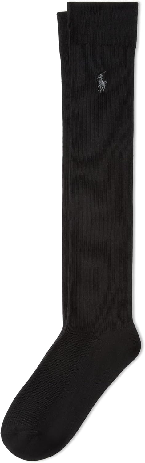 POLO RALPH LAUREN womens Classic Ribbed Knee High Socks - 1 Pair Pack - Cotton Comfort