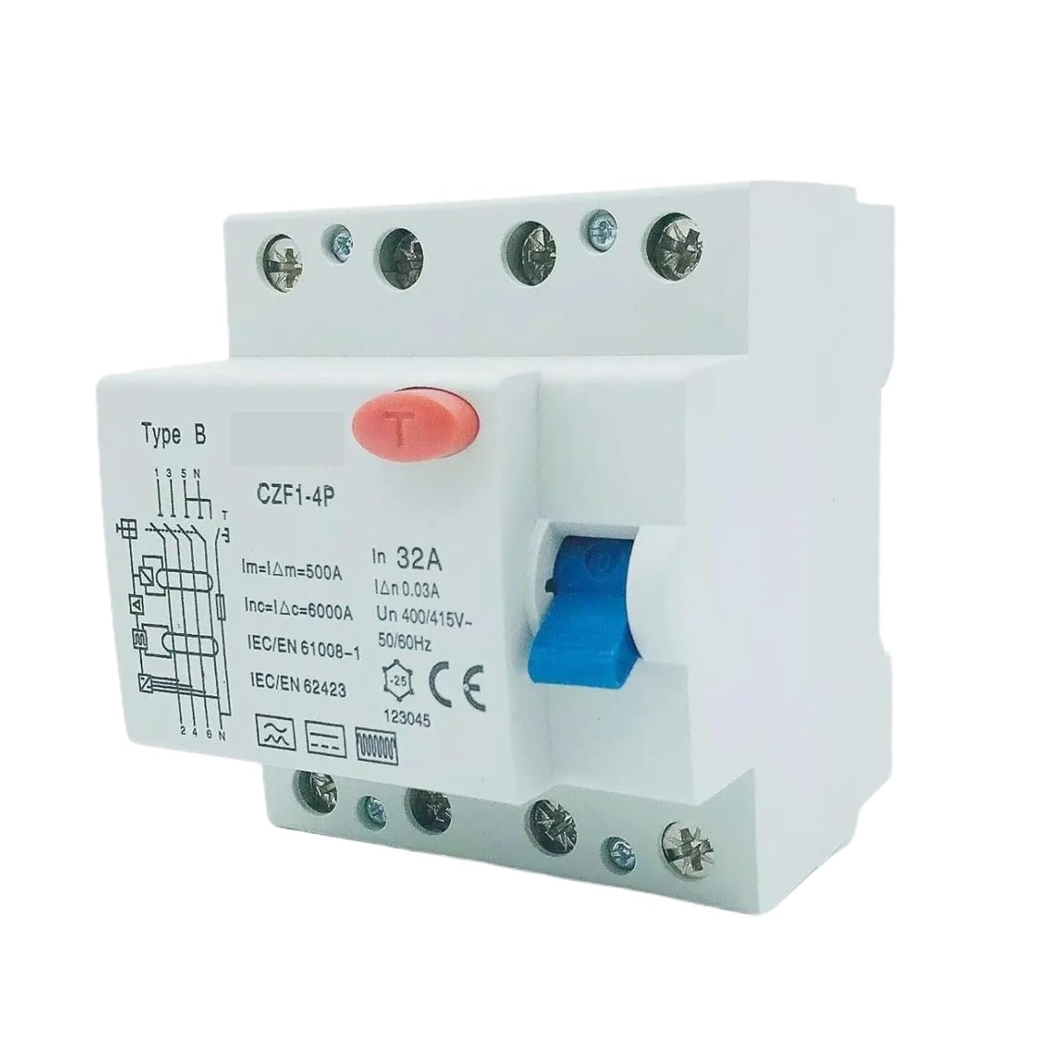 1PCS CZK6 7-4P 16A-100A 100A Household Building Surplus Miniature Circuit Breaker Solar Photovoltaic Power Isolator(AC Class EC Type,4P16A30MA)