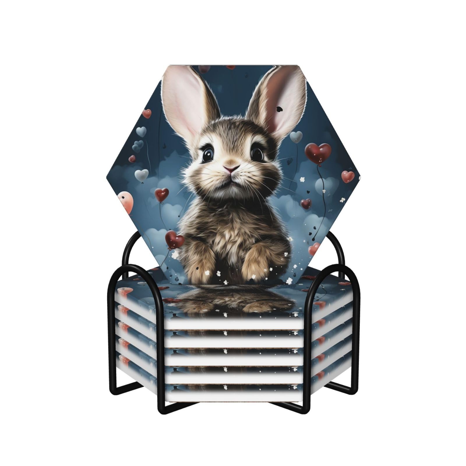 Dessous de verre pour boissons style cœur et lapin, parfaits pour vos cafés et apéritifs