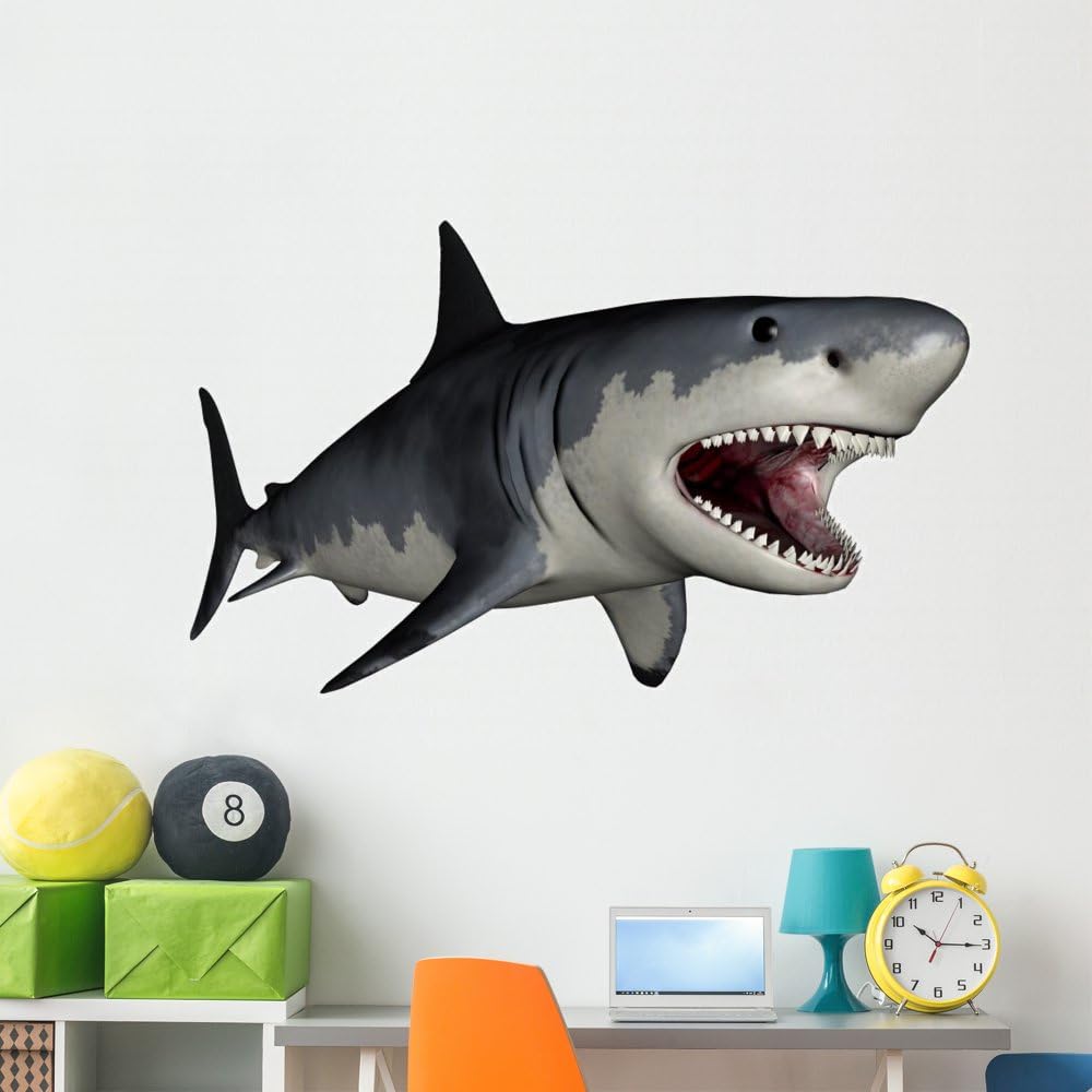 Megalodon Dinosaur Shark Wall Decal Wallmonkeys Peel and Stick Decals for Boys (60 in W x 48 in H) WM34802