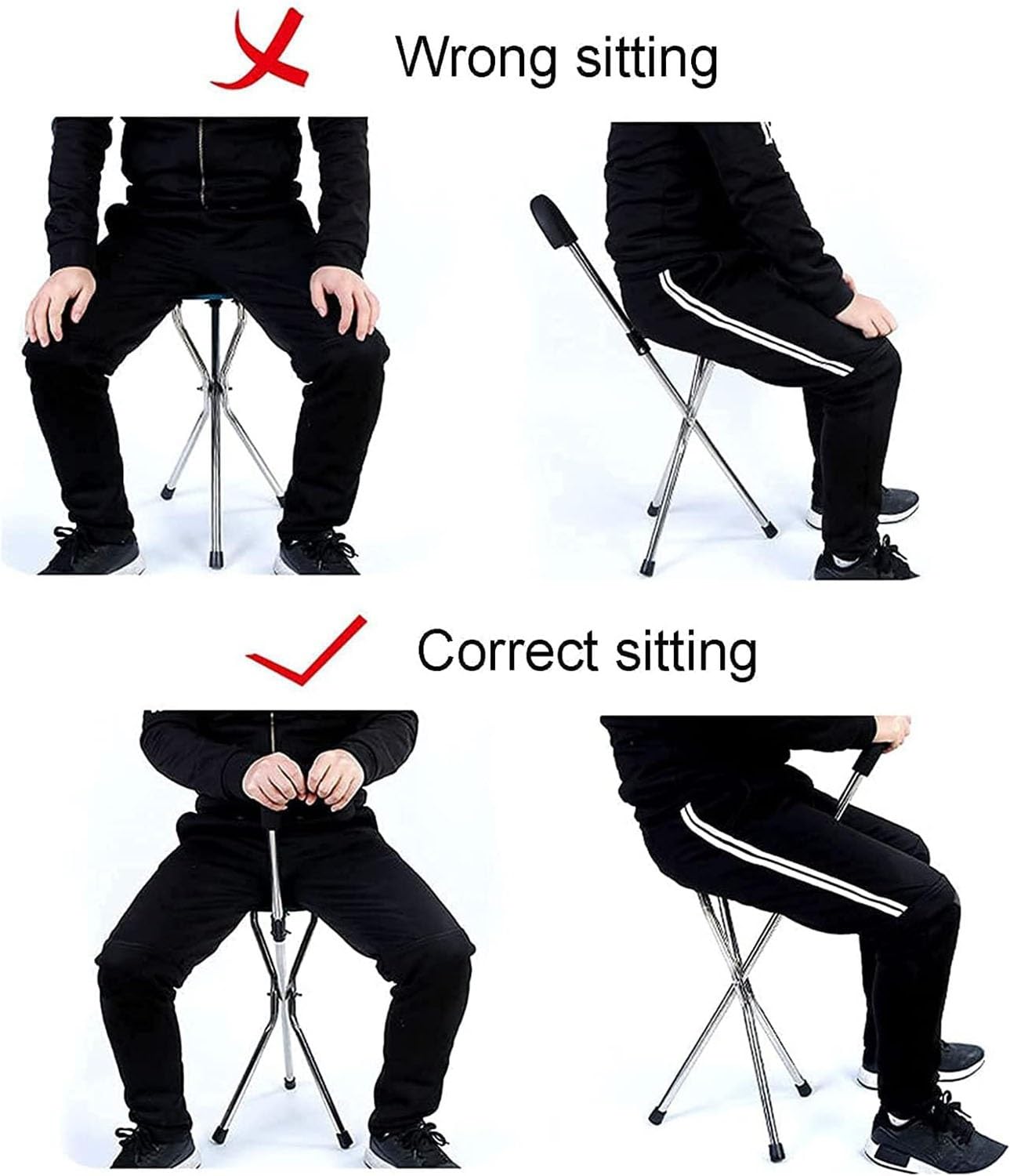 Taburete Plegable para Muletas Bastón para Trípode Bastón Ortopédico Ajustable A La Altura Ayuda para Caminar Silla Asiento Muleta Adecuado para La Pesca El Senderismo