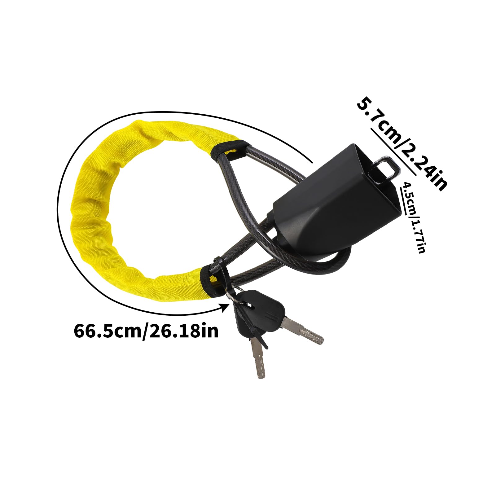 Tevlaphee Canne Antivol Voiture, Antivol Voiture, 2 Clés (JAUNE)Antivol