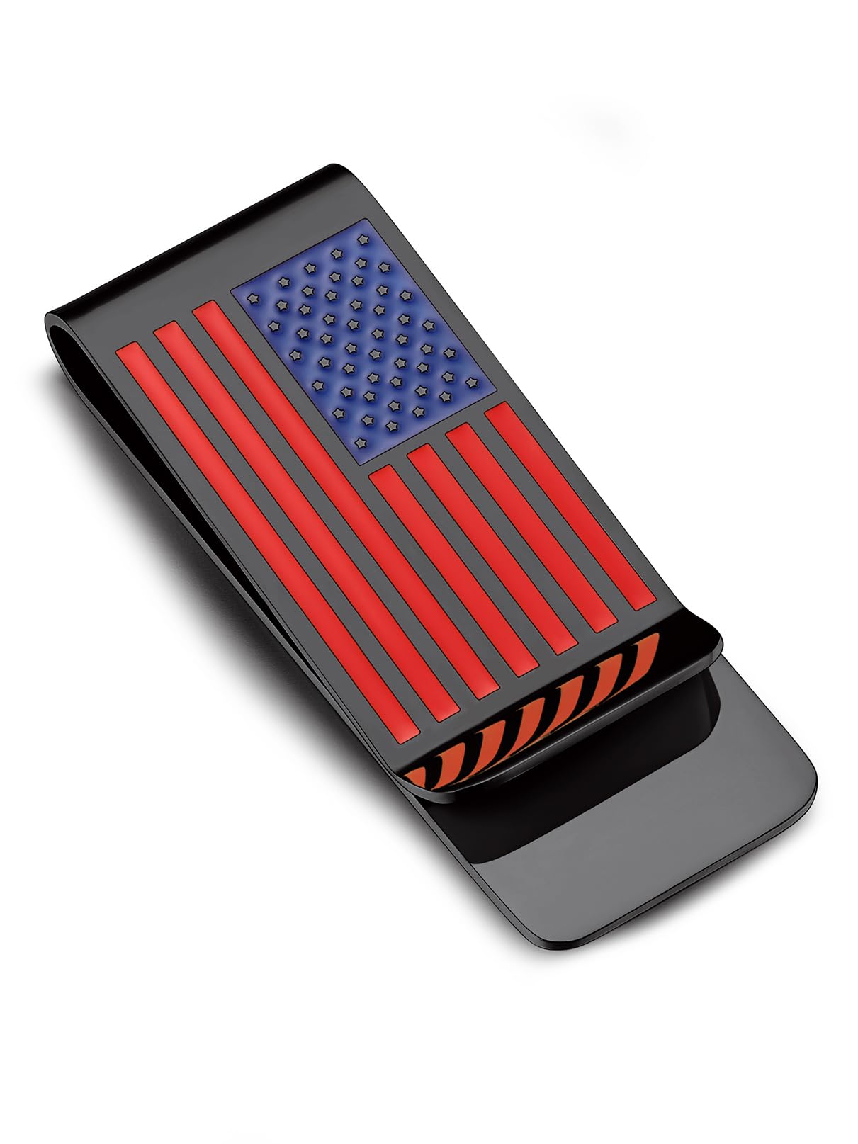 Bandmax Stainles Steel Money Clip for Men American Flag Cash Clip Credit Card Business Card Holder USA Flag Slim Wallet for Pocket Gift for Dad Husband