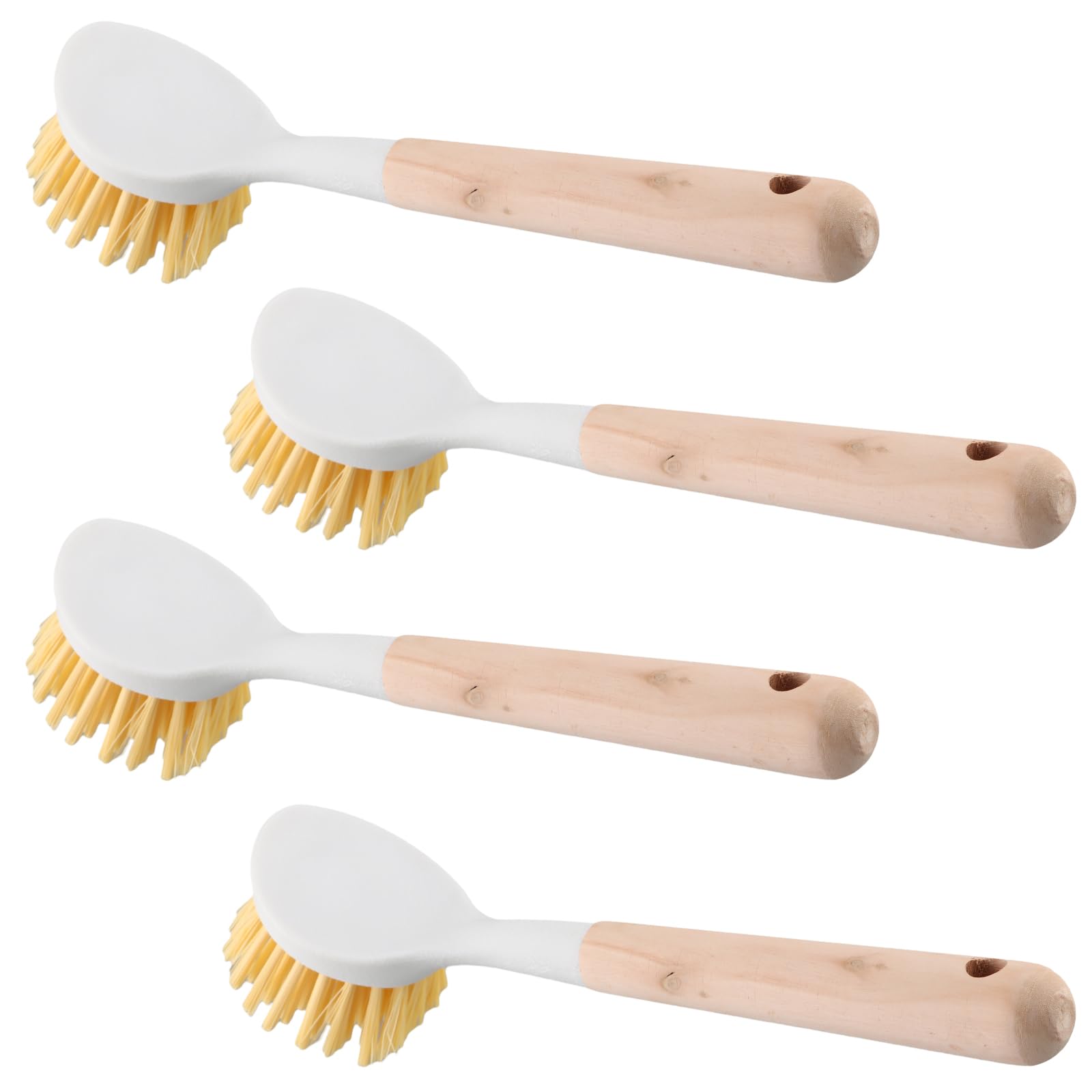 Cepillo Para Ollas Y Sartenes De 4 Piezas – Mango De Madera Y Cerdas De Nylon, Ideal Para Limpieza Diaria En La Cocina