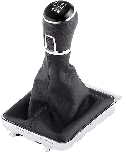 Keenso Kit de cubierta de palanca de cambios manual de 6 velocidades, polaina de palanca de cambios de cuero negro