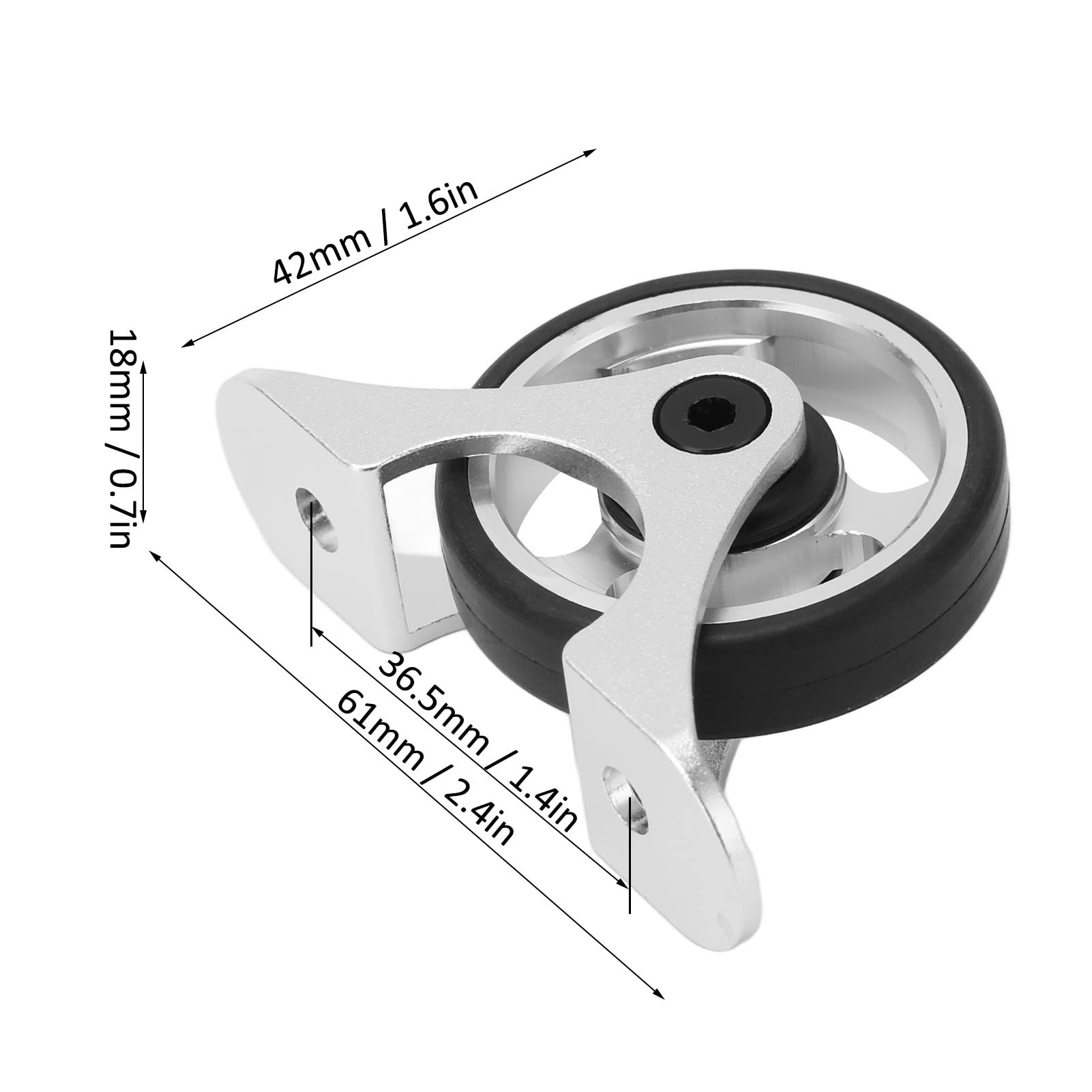 Folding Mudguard Bearing Easy Wheel Aluminum Alloy Rubber Mud Removal Wheelset for Brompton Spare Accessories(Silver)