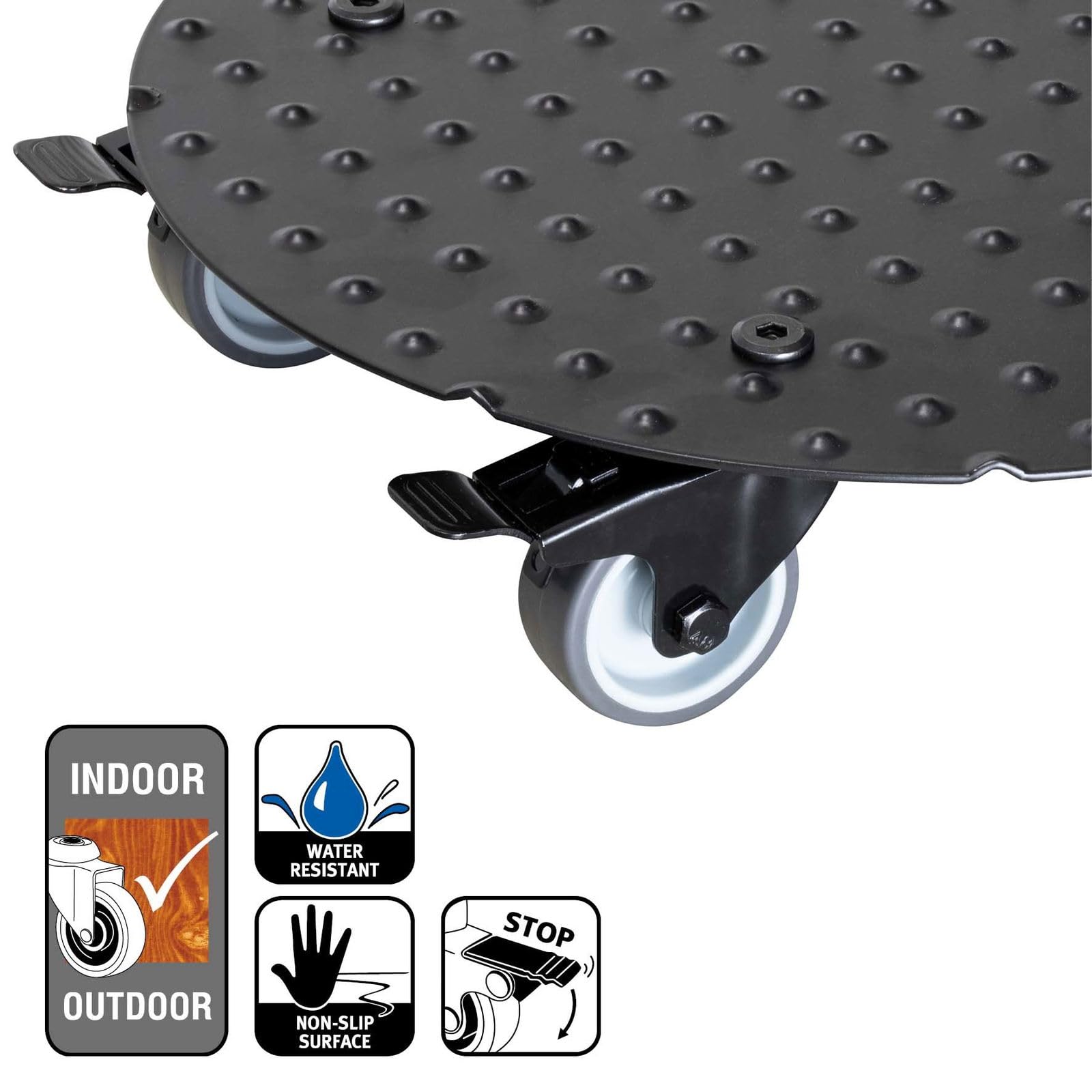 WAGNER Plantentrolley BLACK EDITION 30 x 5,5 I Bloementrolley voor binnen buiten I Containertrolley van staal, zwarte coating, met begrenzing I 2 onderbrekingen I Draagvermogen 60 kg - 20093601