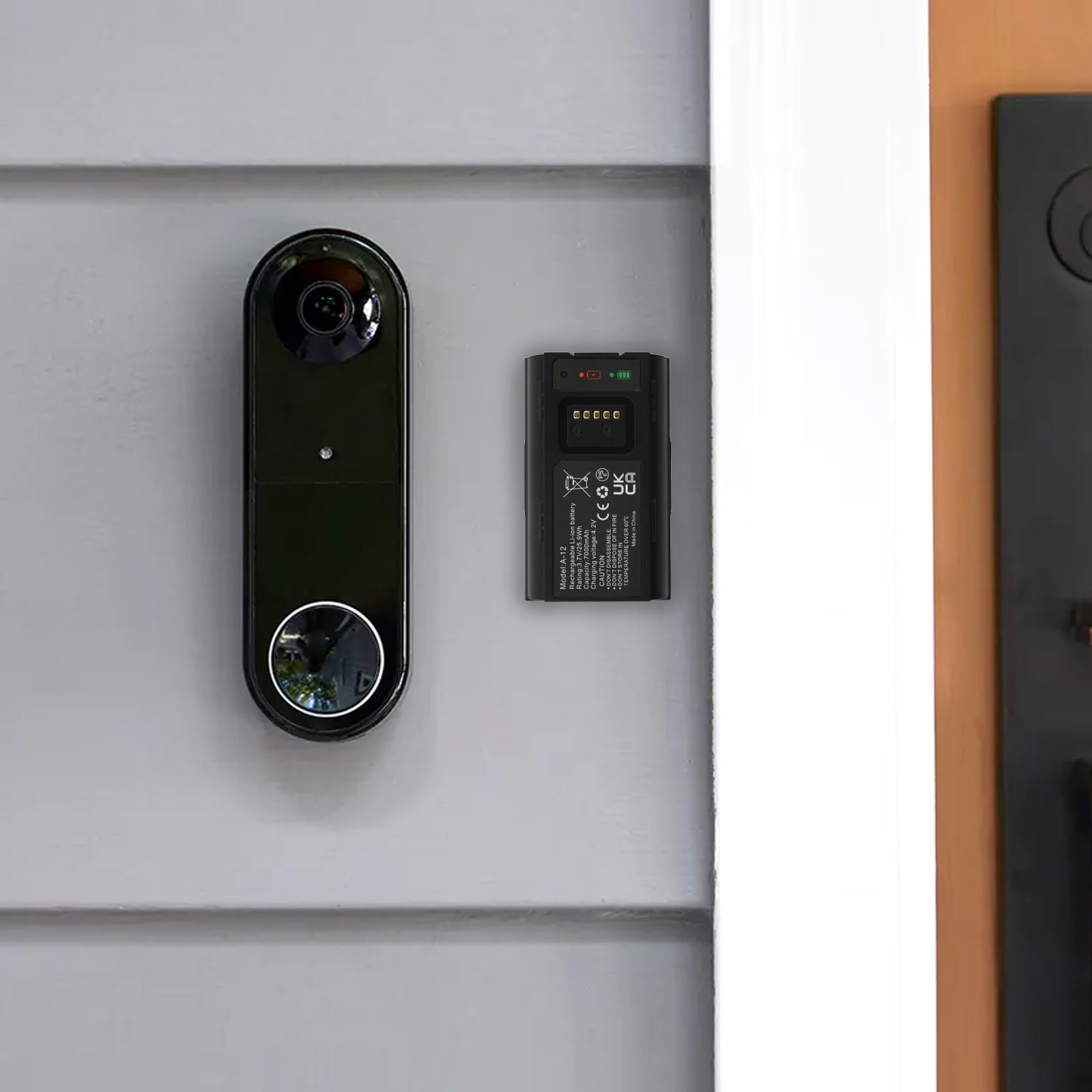 ANTIEE 7000mAh A-12 Batterie pour Arlo Essential Wire-Free Video Doorbell, Arlo Doorbell AVD2001 AVD2001B VMA2400 Series pour Sonnette de Porte 3.7V 25.9Wh