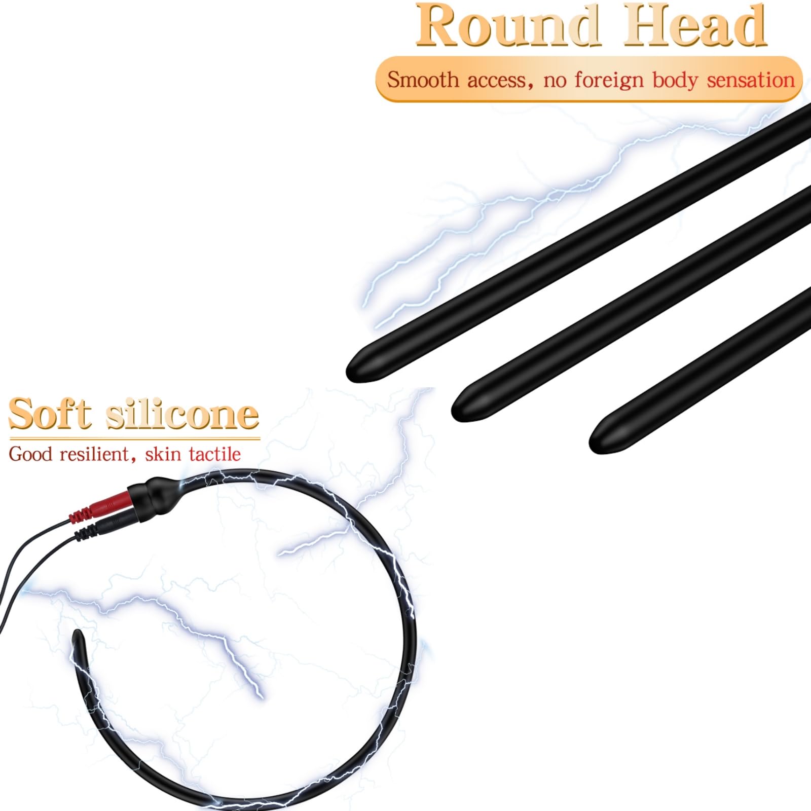 Bastone da cavallo elettroshock extra lungo 36 cm - Plug in silicone - Catetere maschile in silicone N14