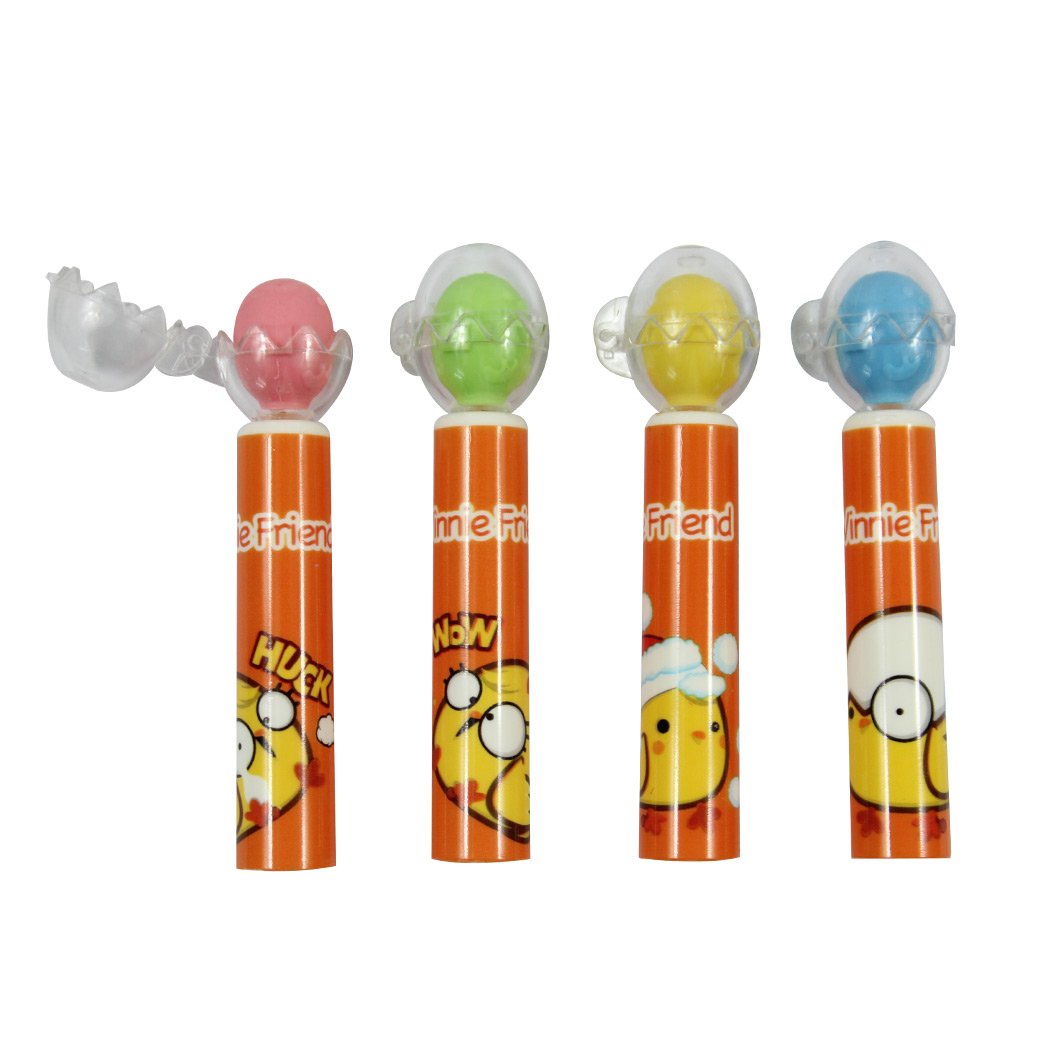 Sipliv Cartoon Pencil Cap with Eraser Pencil Extender for Children, School Art Write Tool, 4 Pack (16 Pieces) a Set - Chick