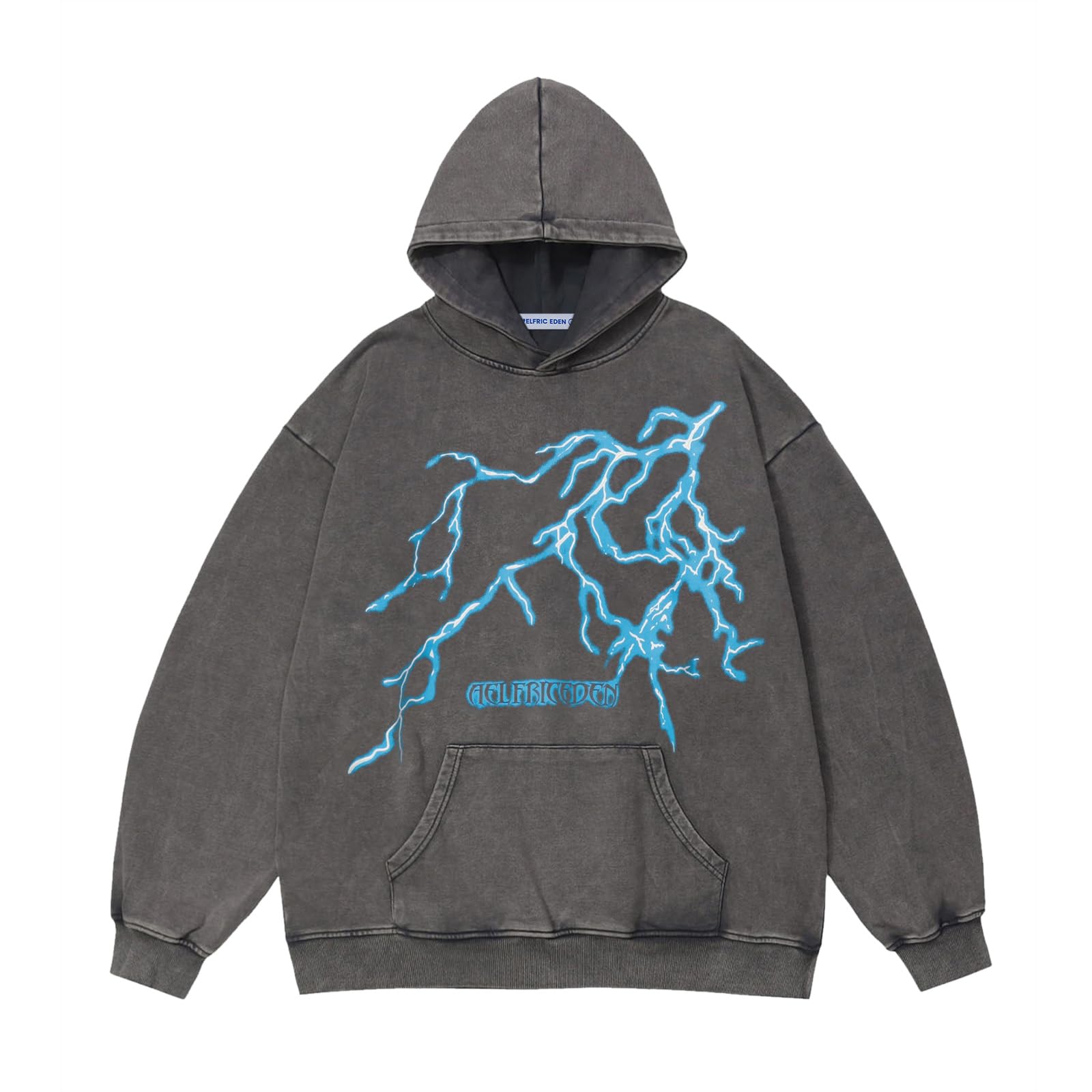 Aelfric Eden Mens Lightning Graphic Hoodie Oversized Unisex Streetwear Y2k Sweatshirt