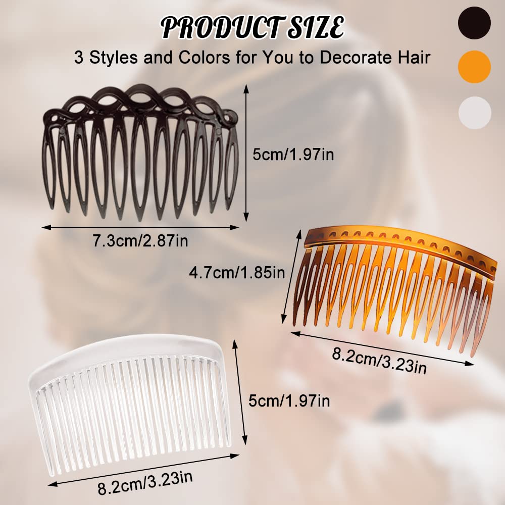 18 Pieces French Side Combs, FHDUSRYO Plastic Side Hair Twist Decorative Comb with Teeth, Hair Combs Slides Hair Clips Accessories for Women Bridal Wedding Veil Girls Thick and Fine Hair : Beauty & Personal Care
