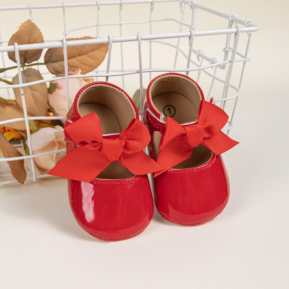 Baby Mary Jane Flats for Girls with Bowknot Cotton Anti Skid Sole Infant First Walker Princess Dress Crib Wedding Shoes - Image 5