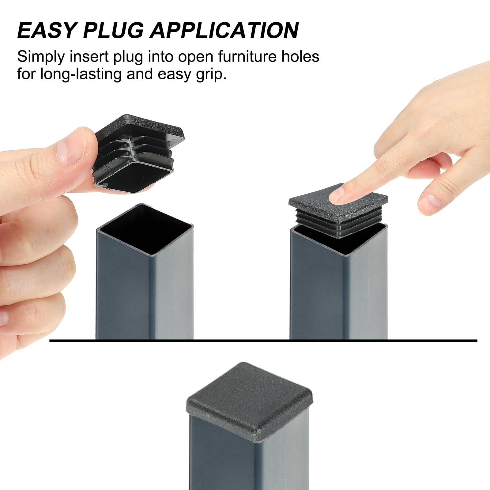 EMFA Bouchon Tube Carré 150x150 Mm Noir – Embout à Lamelles En Plastique – Capuchon 15x15 Cm – Lot De 10