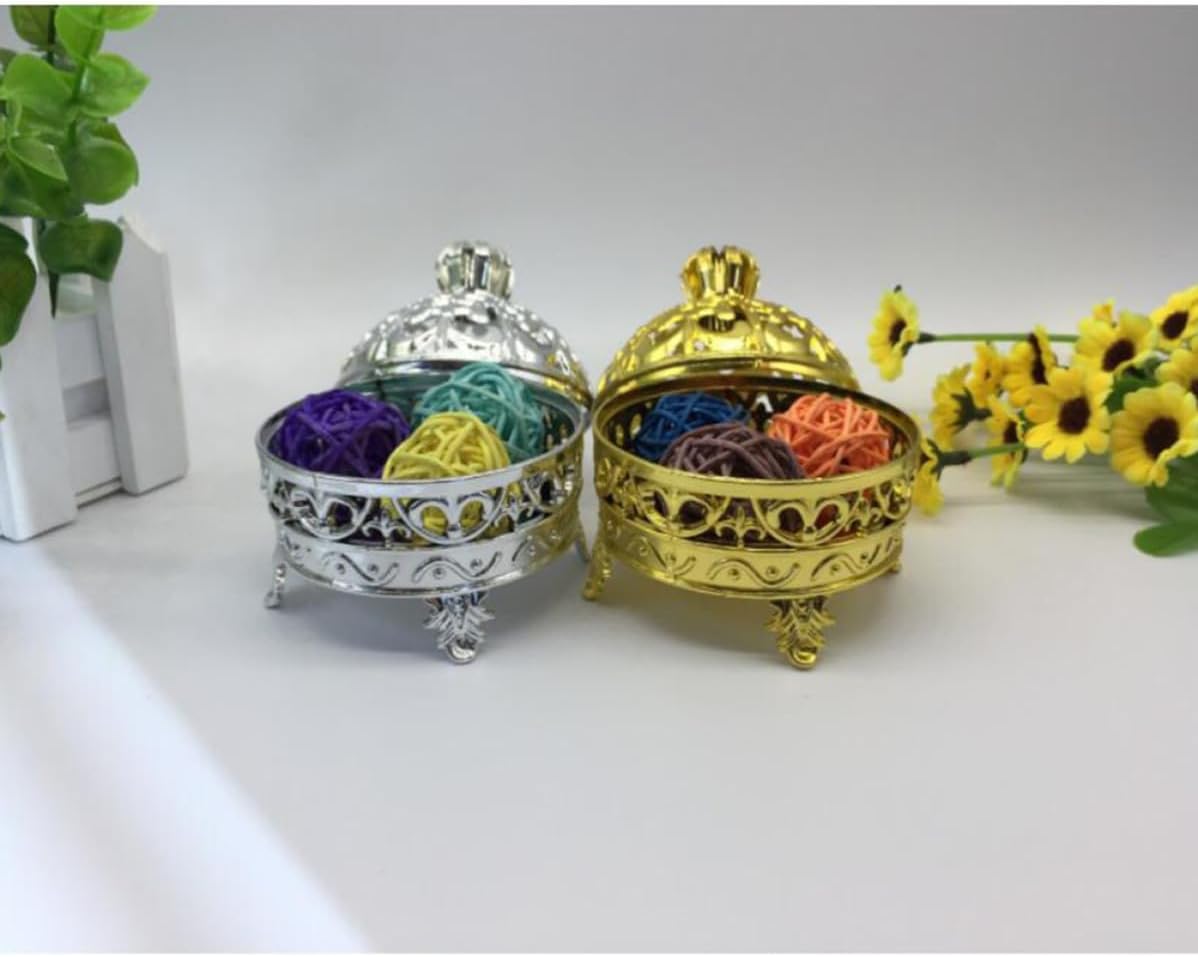 BRIGHTFUFU 5pcs round Crown Shape Candy Holder Box, Golden Pp Material, Creative Unique Design, for Wedding Party or Birthday Candy Storage and Gift image 3