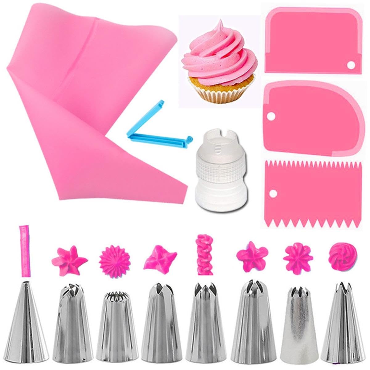 Kit de decoración de pasteles de 14 Uds., boquillas para bolsas de glaseado de repostería de silicona, juego de acoplador de raspadores de crema, herramientas de decoración de pasteles DIY-verde