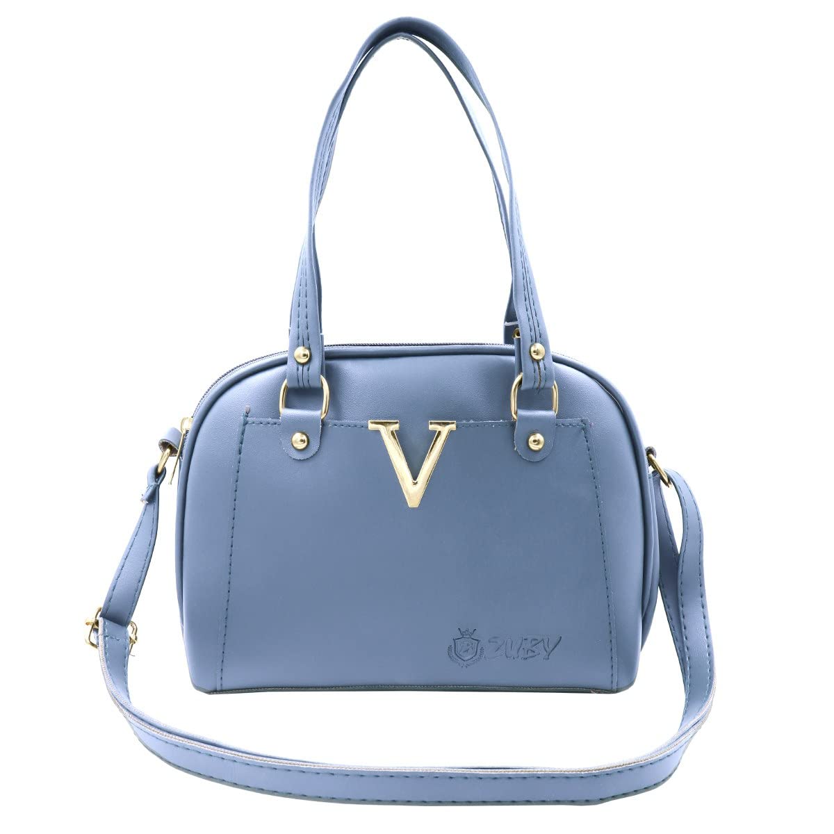 LandVK's PU Leather Finished Ladies Purse with V Chorme Finish with Adjustable Strap for Women and Girls, LV-C120 Series, 27L x 19H x 9L cm (Light Blue)