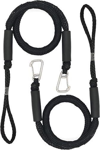 Líneas de muelle elástico con gancho, cuerdas de choque elásticas de 4 pies - Cuerda de amarre para barco, PWC, moto acuática, pontón, kayak, canoa,