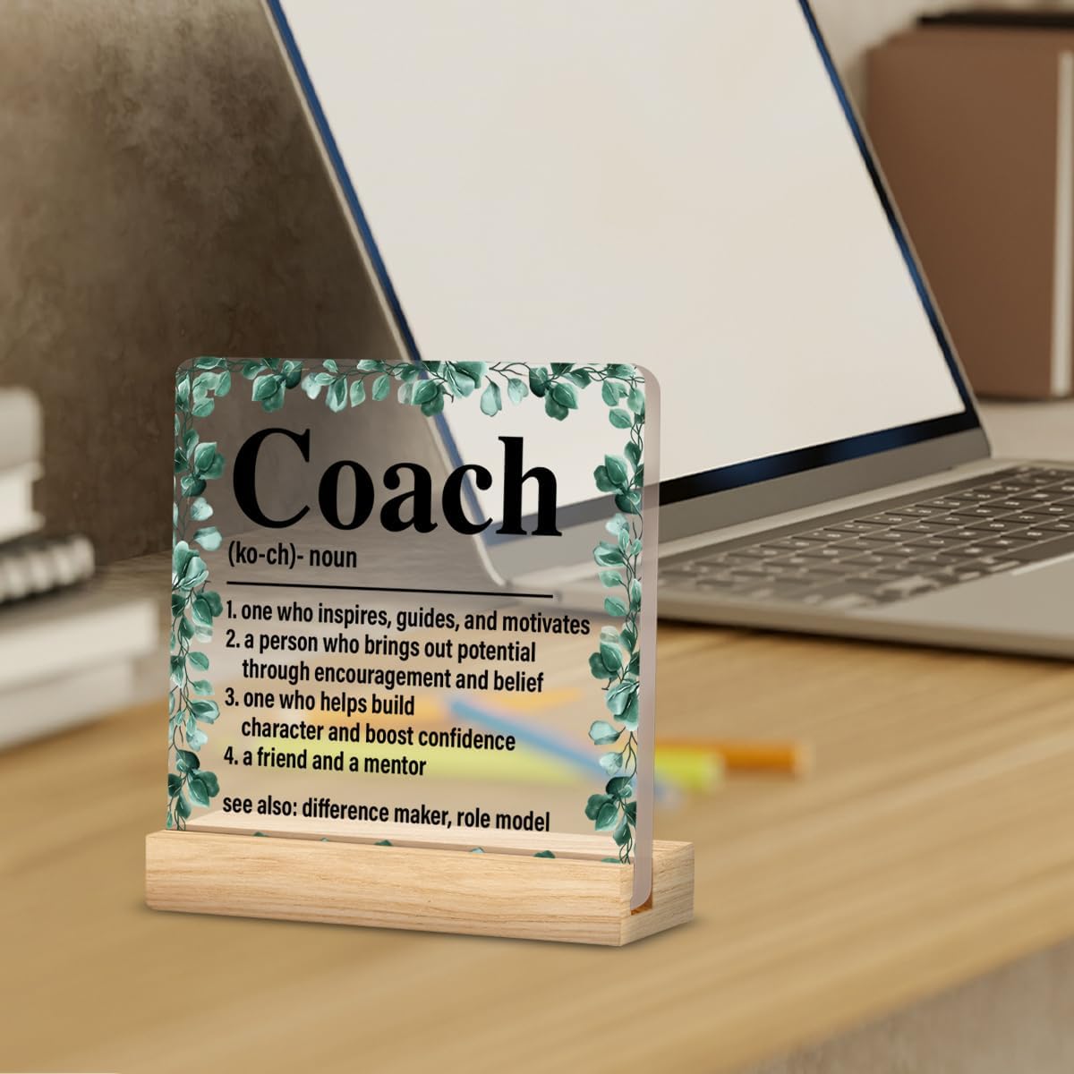Coach Thank You Gifts, Coach Mentor Trainer Tutor Appreciation Gifts, Coach Definition Clear Desk Decorative Sign Home Office Acrylic Decor - Image 3