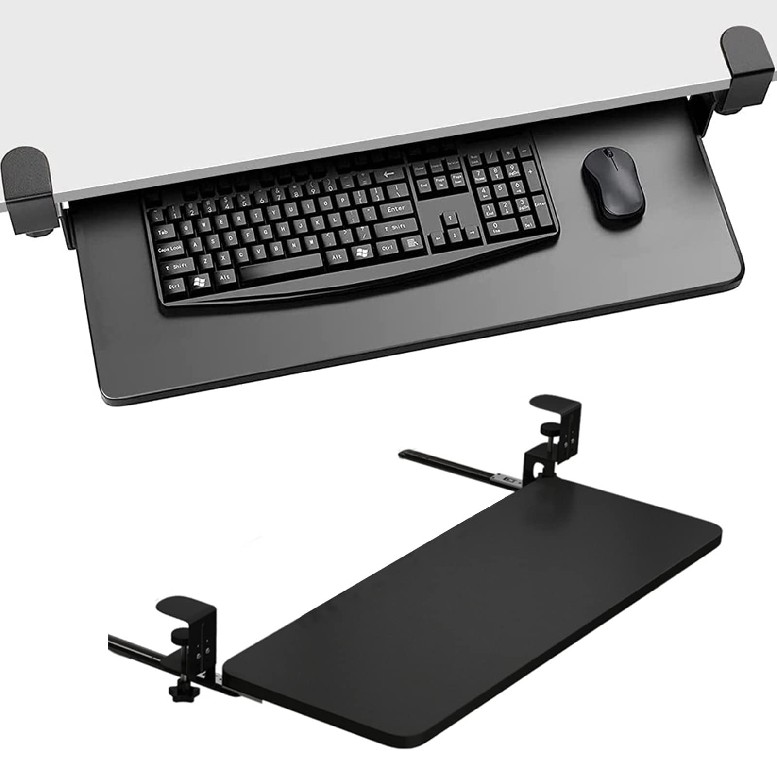 CVJdfhRE desk extender， Under Desk Sliding Keyboard Platform, Fits Full Size And Mouses, Ergonomic Extender(White,520 * 250 mm/21 * 10 Inch)