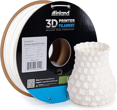 17 – INLAND PLA Filament 1.75mm – White PLA 3D Printer Filament, Dimensional Accuracy +/- 0.03mm – 1kg Cardboard Spool (2.2 lbs) – FDM 3D Printin…